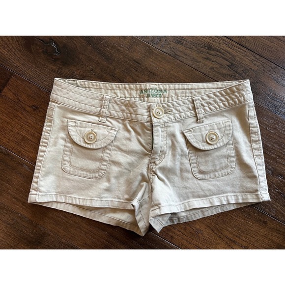 Arizona Jean Co. Pants - Arizona Jean Co Khaki Corduroy Cargo Shorts Tan Low Rise Mini Size 9 Y2K Utility